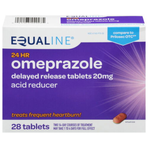 Equaline Omeprazole, 24 Hr, Acid Reducer, 20 mg, Delayed Release Tablets