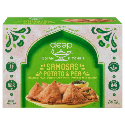 Deep Indian Kitchen Samosas, Potato & Pea, Medium Spice