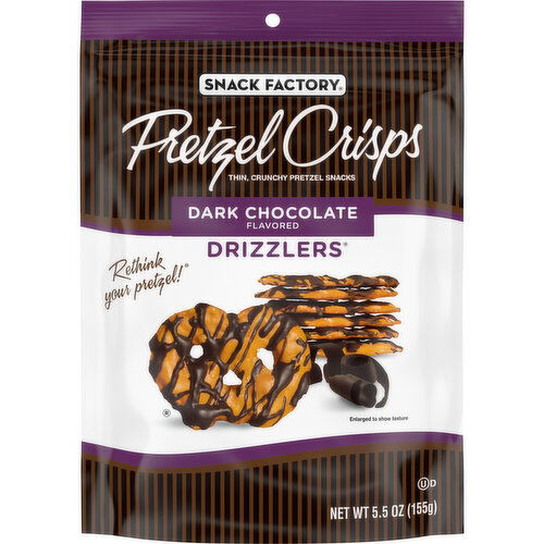 Snack Factory® Drizzlers Dark Chocolate Drizzled Pretzel Crisps