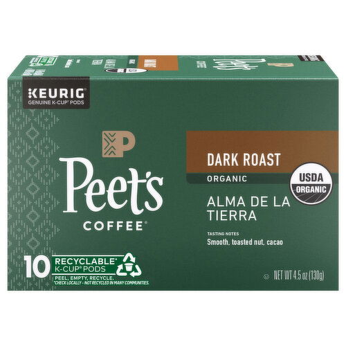 Peet's Coffee Coffee, Organic, Dark Roast, Alma de la Tierra, K-Cup Pods