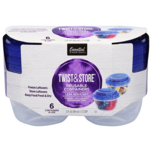 Essential Everyday Reusable Containers, Twist & Store, 3 Fluid Ounce