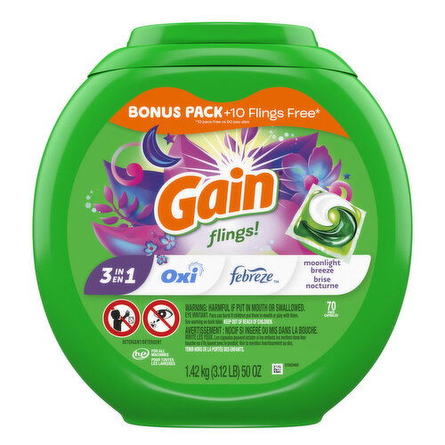 Gain Flings, 70 Count, Moonlight Breeze Scent