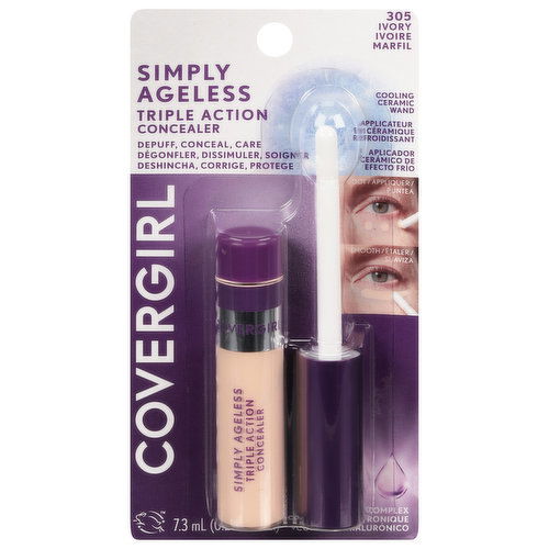 CoverGirl Concealer, Triple Action, Simply Ageless, 305 Ivory