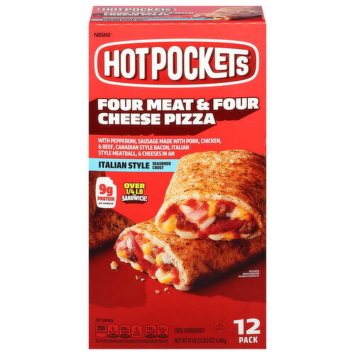 Hot Pockets Italian Style Seasoned Crust Four Meat & Four Cheese Pizza Sandwich