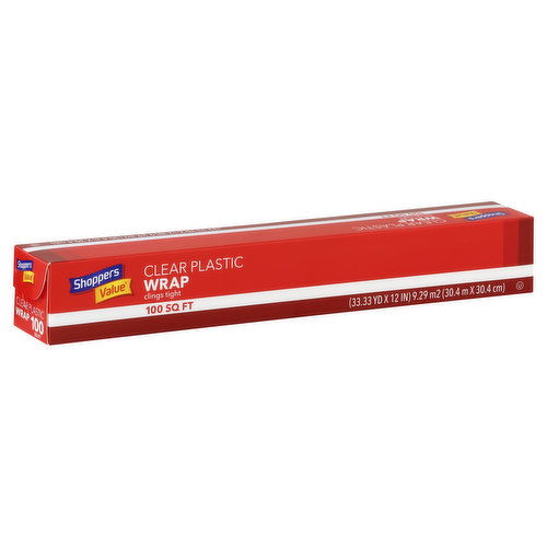 Shoppers Value Plastic Wrap, Clear, 100 Square Feet