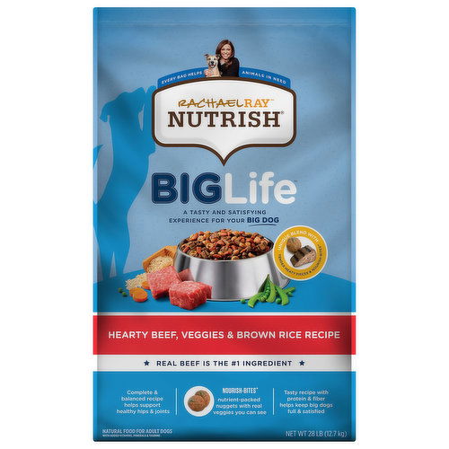 Rachael Ray Nutrish BigLife Food for Dog, Hearty Beef, Veggies & Brown Rice Recipe