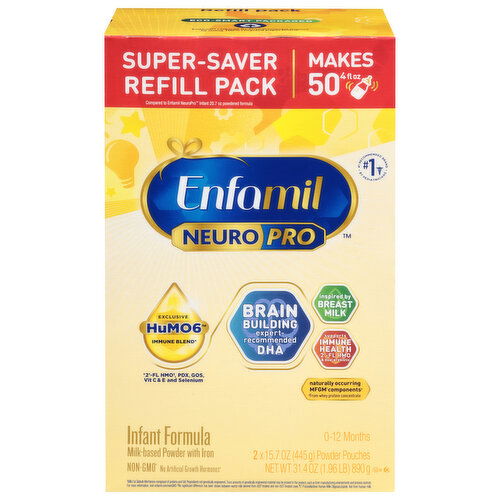 Enfamil NeuroPro Infant Formula, Milk-Based Powder with Iron, 0-12 Months