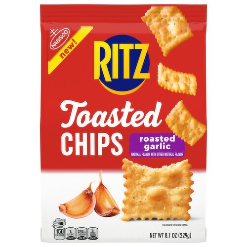 RITZ Toasted Chips Roasted Garlic Crackers, Party Snacks
