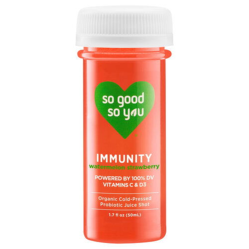 So Good So You Probiotic Juice Shot, Watermelon Strawberry, Immunity