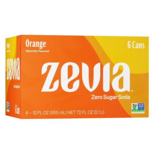 Zevia Soda, Zero Calorie, Orange