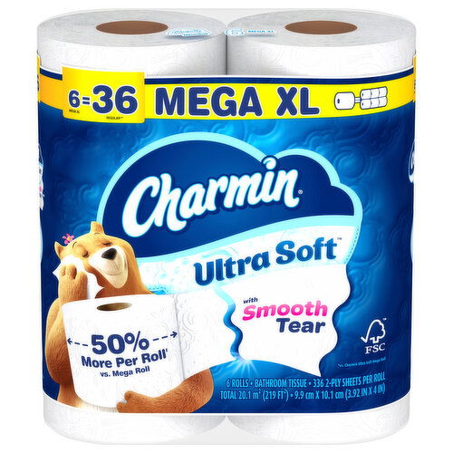 Charmin Ultra Soft 2-Ply Mega XL Rolls Bathroom Tissue