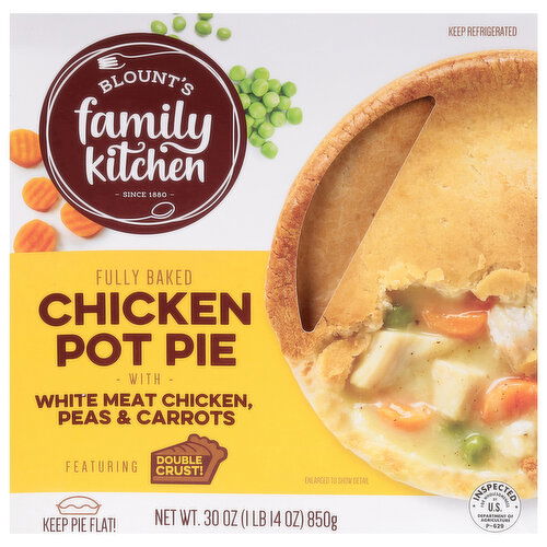 Blount's Family Kitchen Fully Baked Chicken Peas & Carrots with White Meat Chicken Pot Pie