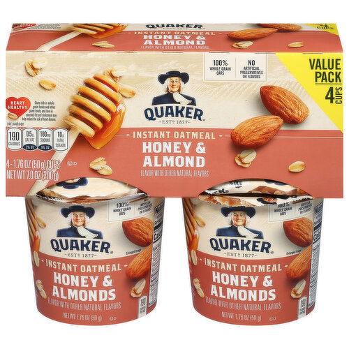 Quaker Instant Oatmeal, Honey & Almond, Value Pack