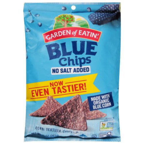 Garden of Eatin' Corn Tortilla Chips, No Salt Added, Blue Chips