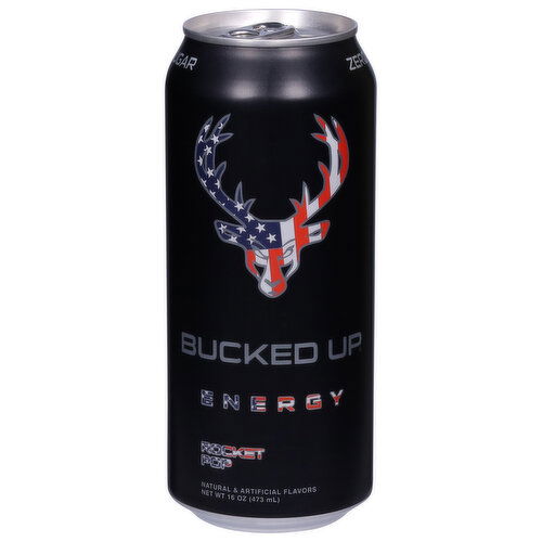 Bucked Up Energy Drink, Rocket Pop, Blue Raspberry/Lime/Cherry