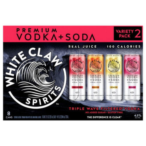 White Claw Spirits Vodka + Soda, Premium, Variety Pack 2