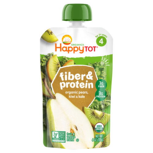 HappyTot Organics Fruit & Veggie Blend, Fiber & Protein, Stage 4