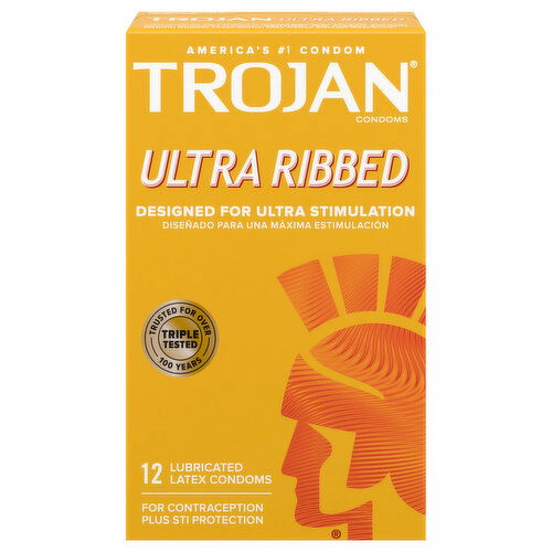 Trojan Condoms, Latex, Lubricated, Ultra Ribbed