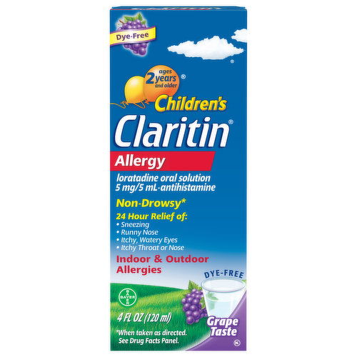 Claritin Children's Allergy, 5 mg, Indoor & Outdoor, Non-Drowsy, Grape Taste