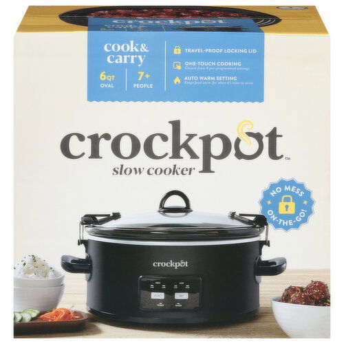 Crockpot Slow Cooker, Cook & Carry, 6 Qt Oval, 7+ People