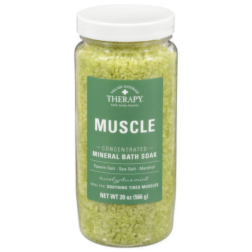 Village Naturals Therapy Mineral Bath Soak, Eucalyptus Mint, Muscle, Concentrated