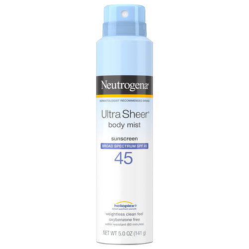 Neutrogena Ultra Sheer Sunscreen, Body Mist, Broad Spectrum SPF 45