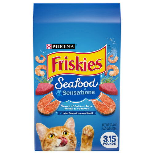 Friskies Cat Food, Seafood Sensations, Salmon, Tuna, Shrimp & Seaweed