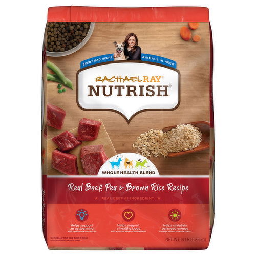 Rachael Ray Nutrish Food for Dogs, Natural, Real Beef, Pea & Brown Rice Recipe, Adult