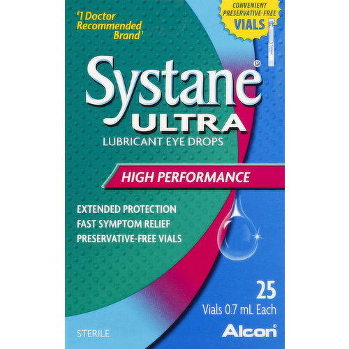 Systane Ultra Eye Drops, Lubricant, High Performance, Vials