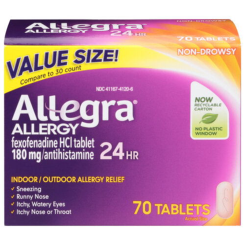 Allegra Allergy, 180 mg, 24 Hr, Non-Drowsy, Tablets, Value Size!