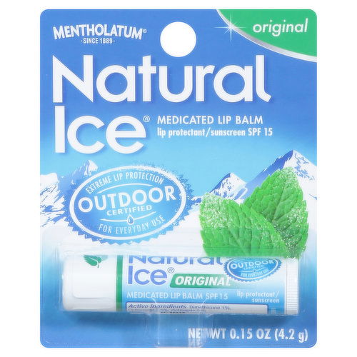 Mentholatum Natural Ice Lip Balm, Medicated, Original