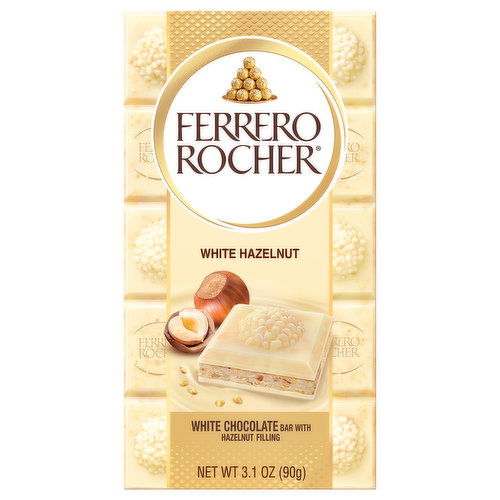 Ferrero Rocher White Chocolate Bar, with Hazelnut Filling, White Hazelnut