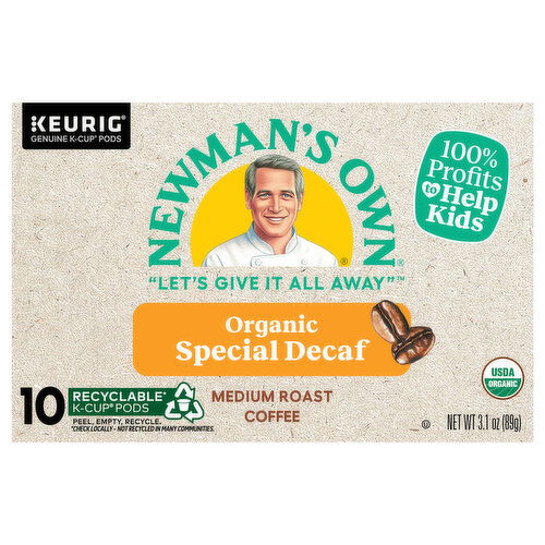 Newman's Own Coffee, Organic, Medium Roast, Special Decaf, K-Cup Pods