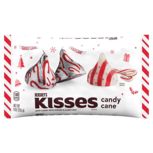 Hershey's Kisses Candy Cane Mint Candy with Stripes & Candy Bits