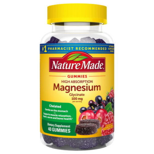 Nature Made Magnesium, Mixed Berry, High Absorption, 100 mg, Gummies