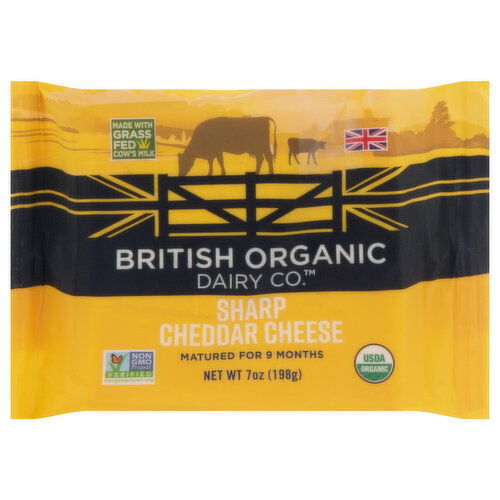 British Organic Dairy Co. Cheese, Organic, Sharp, Cheddar