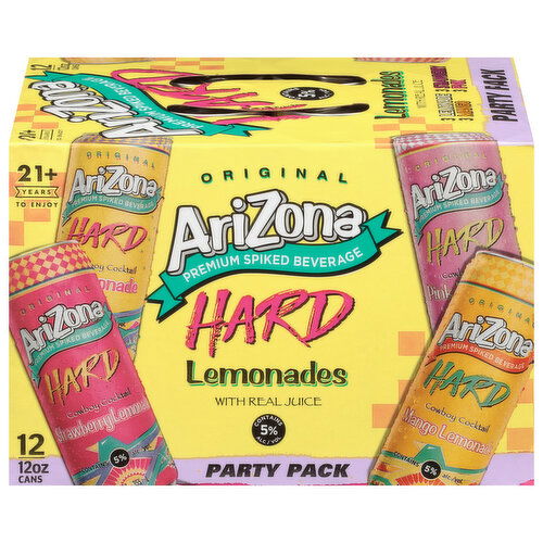 AriZona Hard Lemonade/Strawberry/Pink/Mango Lemonades with Real Juice Party Pack