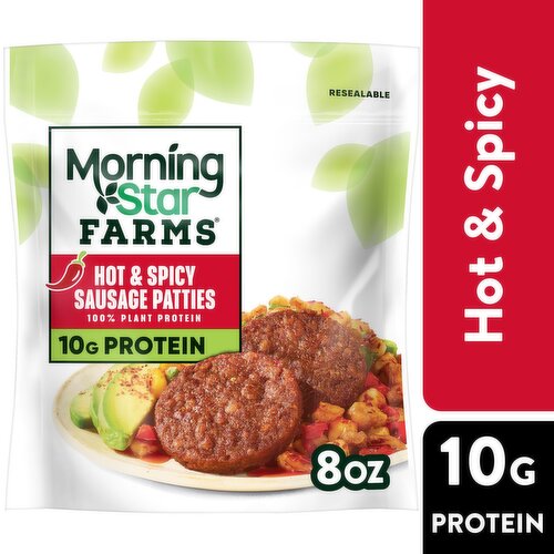 MorningStar Farms Plant Based Sausage Patties, Hot and Spicy