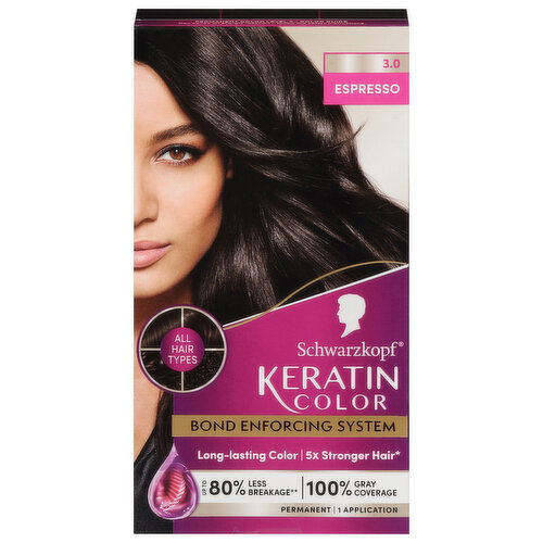 Schwarzkopf Keratin Color Hair Color, Permanent, Espresso 3.0