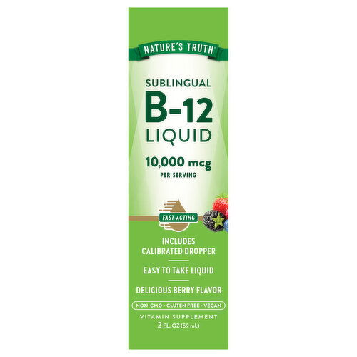 Nature's Truth Vitamin B-12, Sublingual, 1000 mcg, Liquid, Delicious Berry Flavor