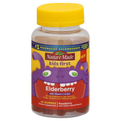 Nature Made Kids First Elderberry, 50 mg, Gummies, Raspberry