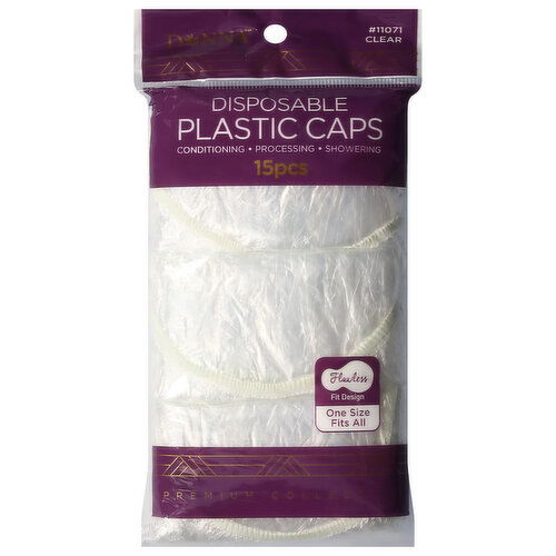 Donna Premium Collection Plastic Caps, Disposable, Clear, One Size Fits All