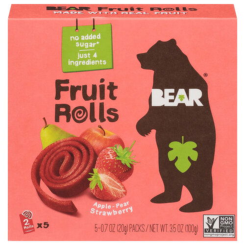Bear Fruit Rolls, Apple-Pear-Strawberry