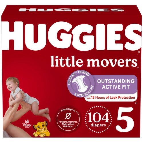 Huggies Little Movers Baby Diapers, Size 5