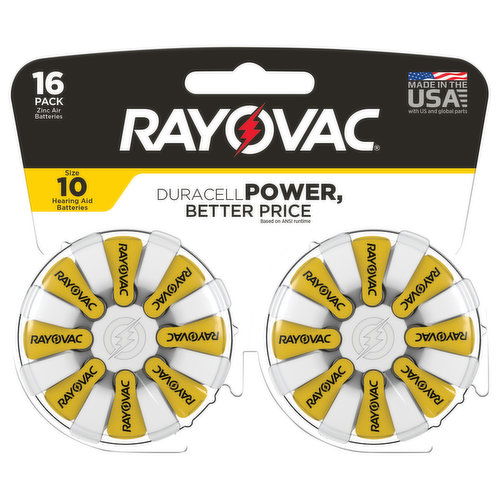 Rayovac Hearing Aid Batteries, Size 10, 16 Pack