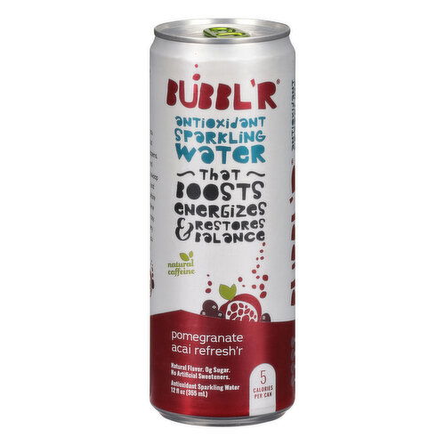 Bubblr Sparkling Water, Antioxidant, Pomegranate Acai Refresh'r