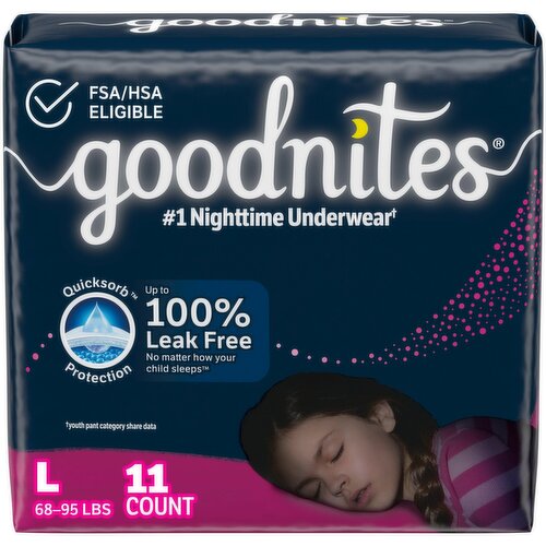 GoodNites Underwear, Girls, Large (68-95 lb)