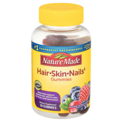 Nature Made Hair Skin Nails, Mixed Berry, Cranberry & Blueberry, Gummies