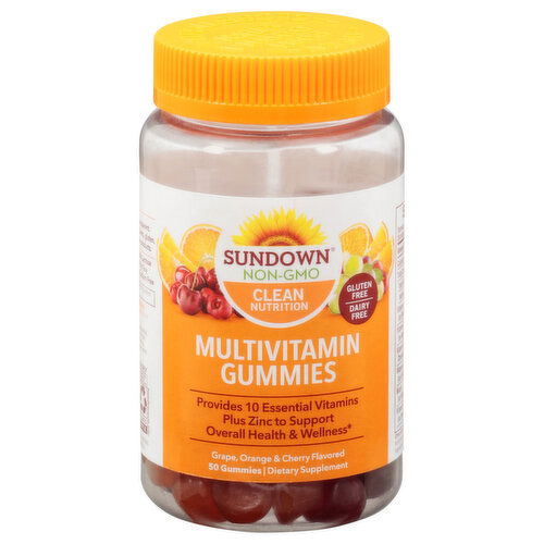 Sundown Multivitamin, Gummies, Grape, Orange & Cherry Flavored