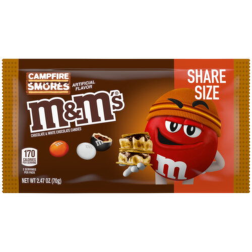 M&M'S M&M'S Campfire Smores White and Milk Chocolate Halloween Candy, Share Size, 2.47 Oz Bag